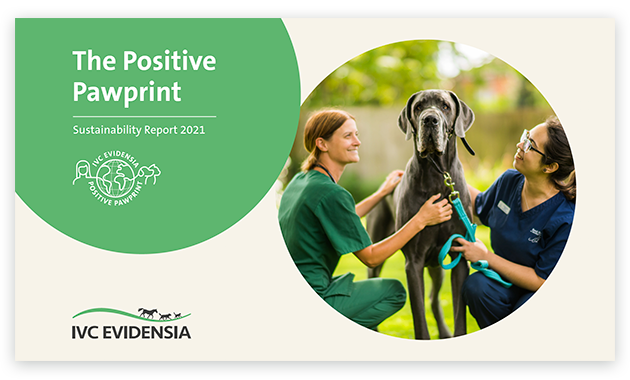 IVC Evidensia Positive Pawprint - en rapport om bærekraftig utvikling innen dyrehelse